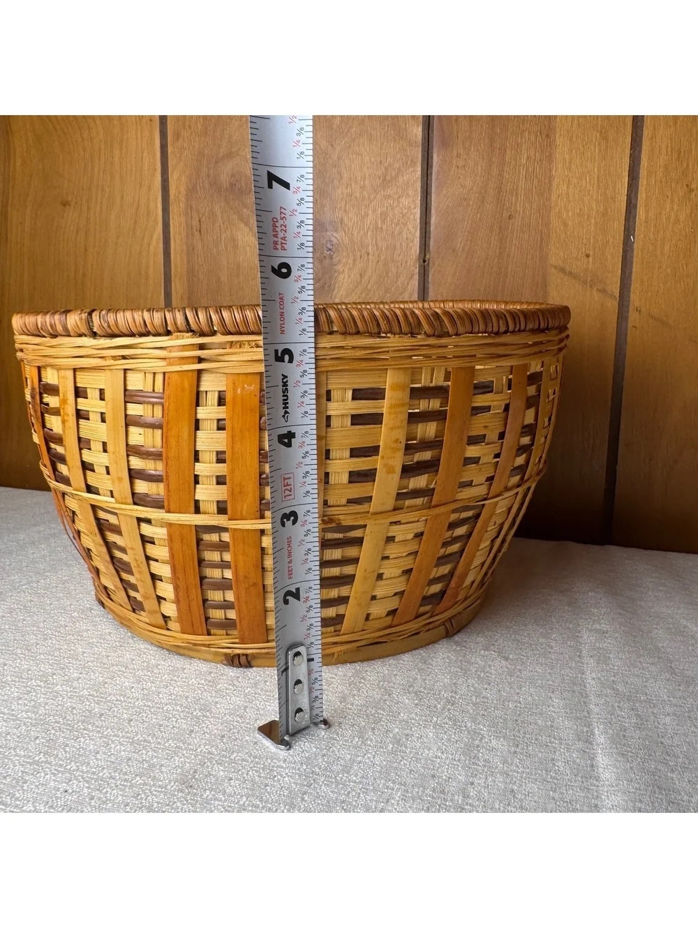 Vintage Handwoven Wicker Basket Round Boho Farmhouse Storage Decor 10 Inch